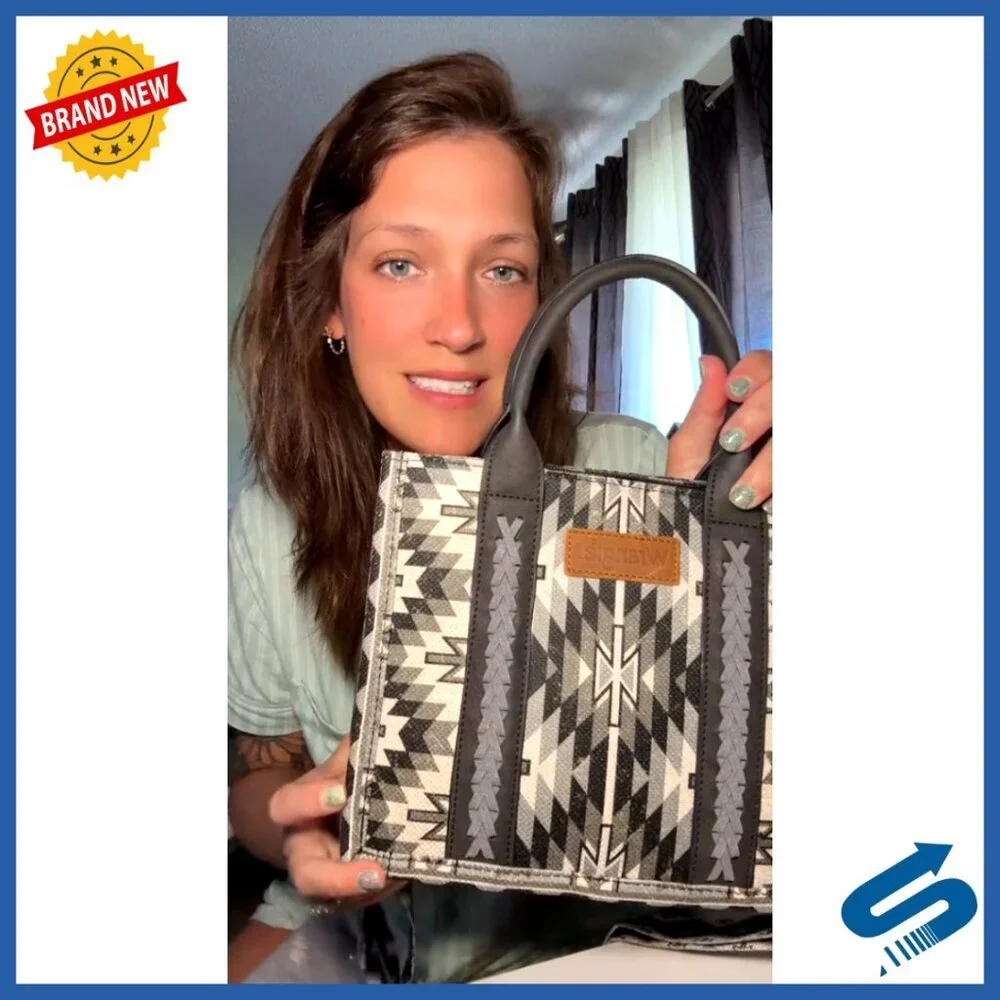 Boho Aztec Tote Bag with Guitar Strap Adjustable Detachable Western Purse
